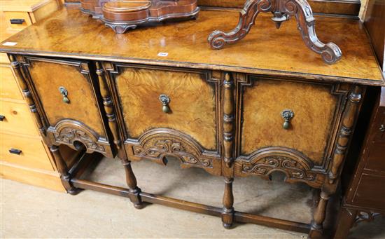 Tudor style oak and walnut sideboard